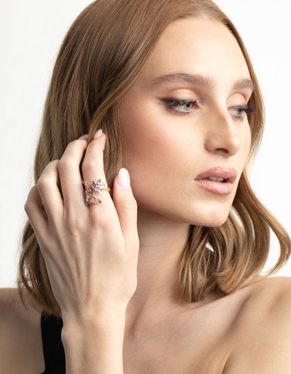 Rose Gold Lilac Vine Ring
