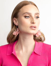 Pink Frosted Flower Drop Earrings - link has visual effect only