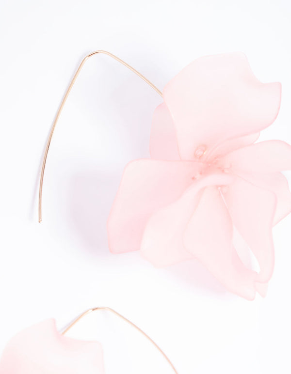Pink Frosted Flower Drop Earrings