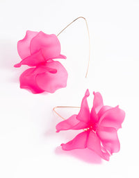 Fuchsia Frosted Flower Drop Earrings - link has visual effect only