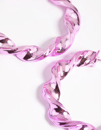 Matte Pink Twisted Hoop Earrings - link has visual effect only