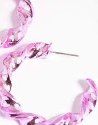 Matte Pink Twisted Hoop Earrings - link has visual effect only