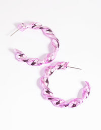 Matte Pink Twisted Hoop Earrings - link has visual effect only