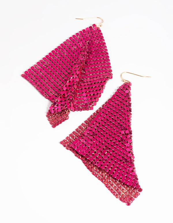 Fuchsia Chainmail Drop Earrings