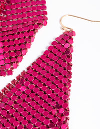 Fuchsia Chainmail Drop Earrings - link has visual effect only