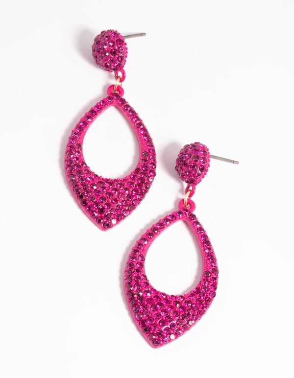 Fuchsia Diamante Drop Earrings