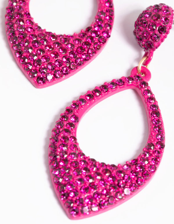 Fuchsia Diamante Drop Earrings