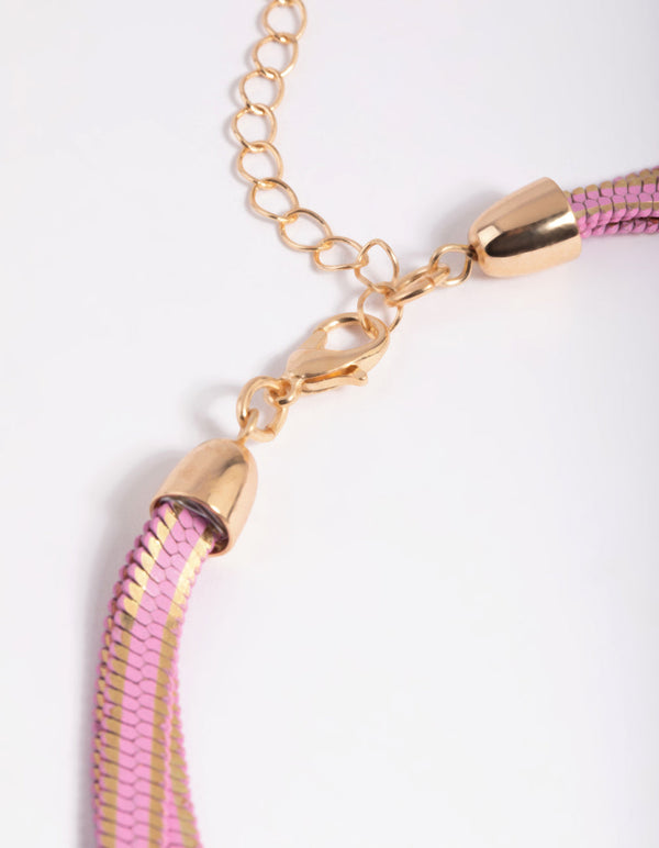 Matte Pink Layered Snake Chain Necklace