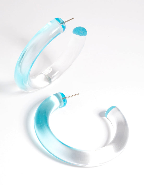 Blue Tube 62mm Hoop Earrings