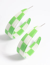 Green 40mm Check Hoop Earrings - link has visual effect only