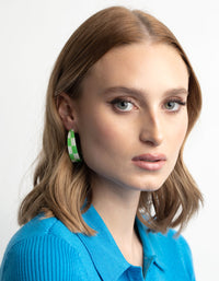 Green 40mm Check Hoop Earrings - link has visual effect only