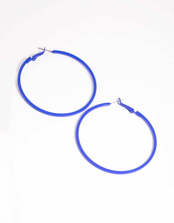 Matte Blue 60mm Hoop Earrings