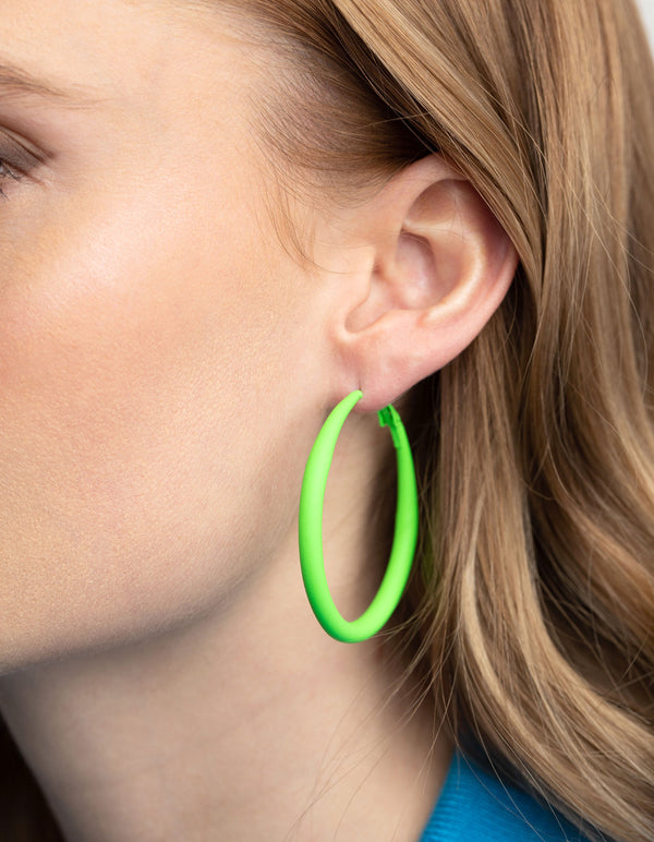 Matte Lime 50mm Hoop Earrings