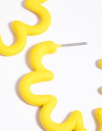 Matte Yellow Squiggle Hoop Earrings - link has visual effect only