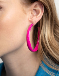 Glossy Pink 60mm Hoop Earrings - link has visual effect only