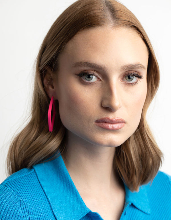 Matte Orange Squiggle Hoop Earrings