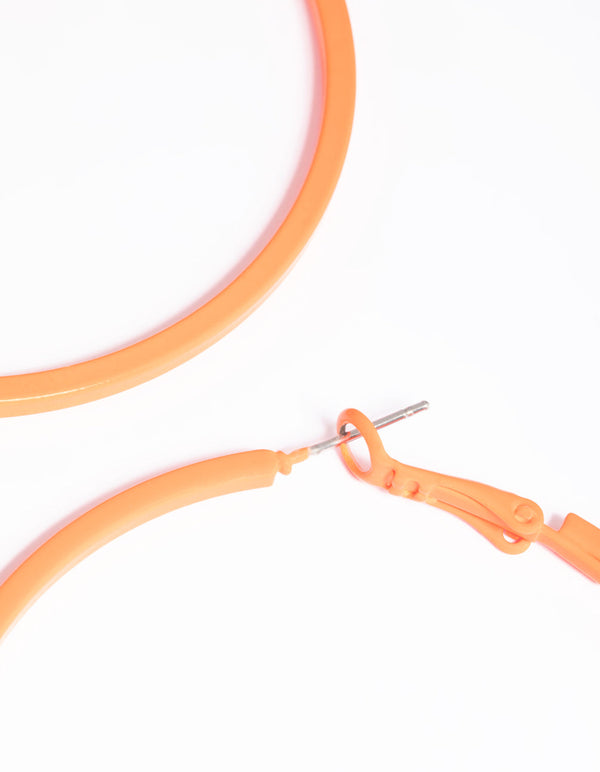 Matte Orange 60mm Hoop Earrings