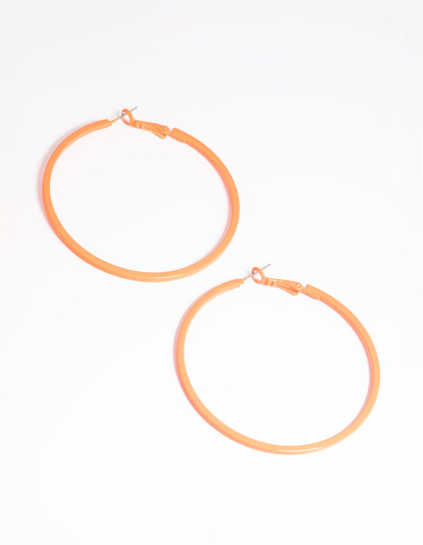 Matte Orange 60mm Hoop Earrings