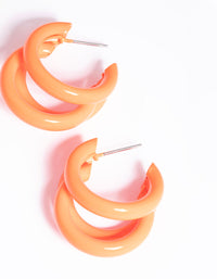 Orange Triple Loop Hoop Earrings - link has visual effect only