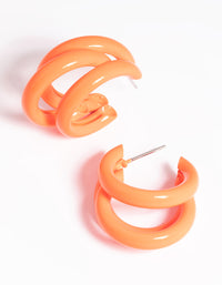 Orange Triple Loop Hoop Earrings - link has visual effect only