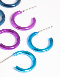 Metallic Blue Ombre Hoop Earring Pack - link has visual effect only