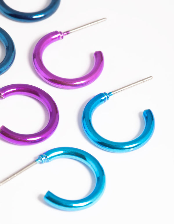Metallic Blue Ombre Hoop Earring Pack