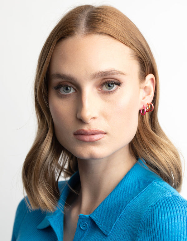 Metallic Pink Ombre Hoop Earring Pack