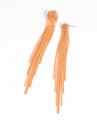Orange Waterfall Chain Drop Earrings - link has visual effect only