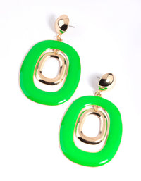 Green Thick Oval Drop Earrings - link has visual effect only