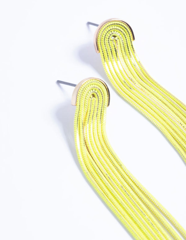 Yellow Waterfall Chain Drop Earrings