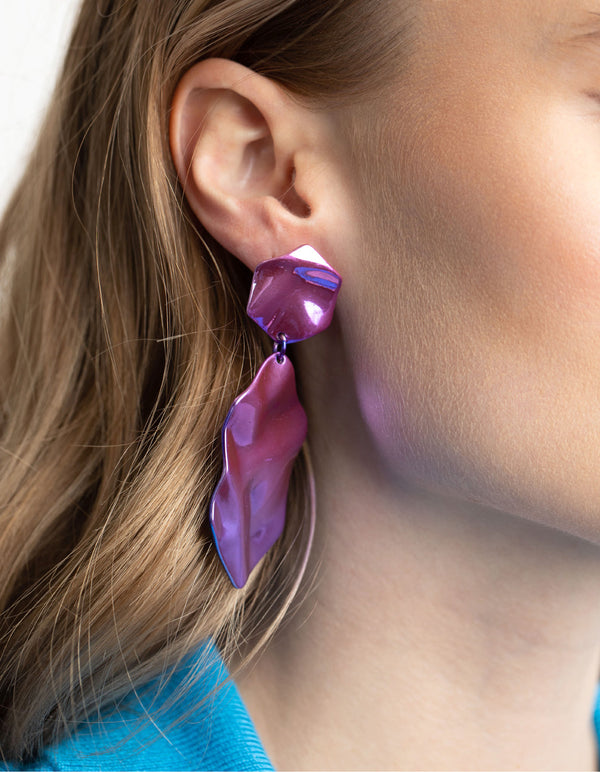 Matte Purple Molten Drop Earrings