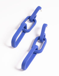 Matte Blue Chain Link Drop Earrings - link has visual effect only