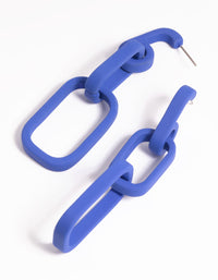 Matte Blue Chain Link Drop Earrings - link has visual effect only