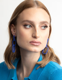 Matte Blue Chain Link Drop Earrings - link has visual effect only