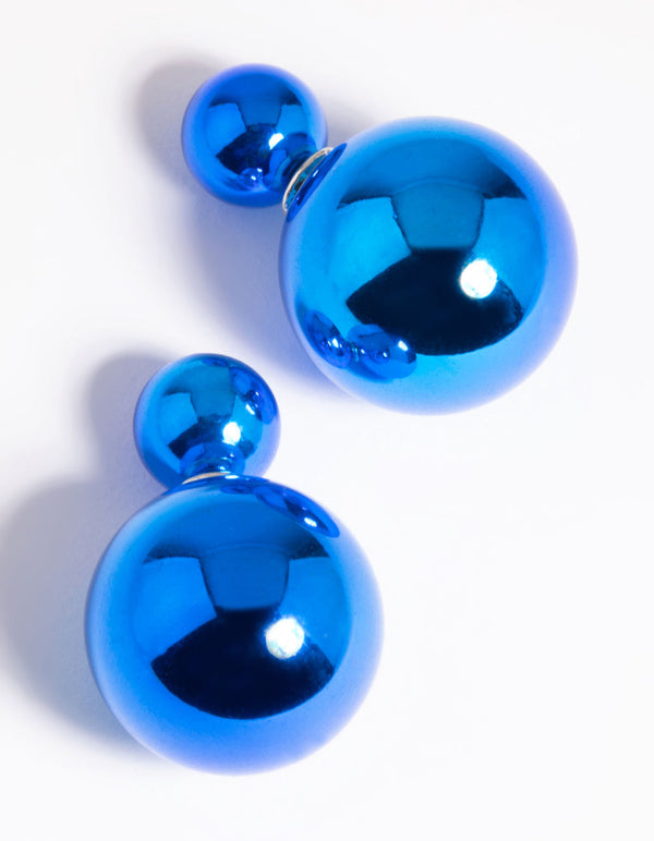 Metallic Blue Sandwhich Stud Earrings
