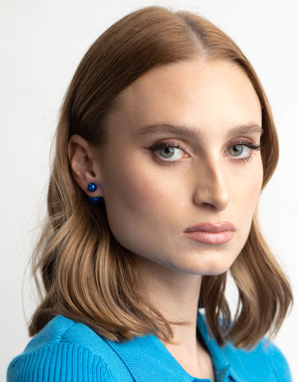 Metallic Blue Sandwhich Stud Earrings