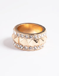 Gold Stud and Diamante Band Ring - link has visual effect only