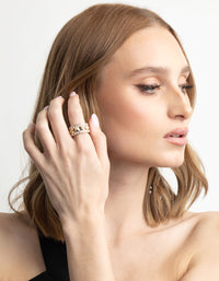 Gold Stud and Diamante Band Ring - link has visual effect only