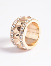 Gold Stud and Diamante Band Ring - link has visual effect only