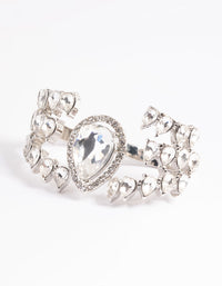 Rhodium Pear Double Finger Ring - link has visual effect only