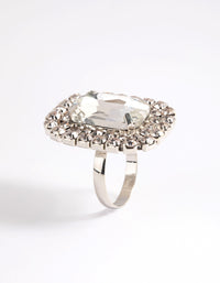 Rhodium Square Statement Stone Ring - link has visual effect only