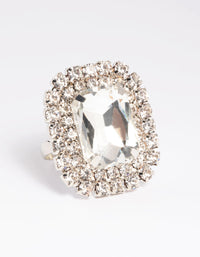 Rhodium Square Statement Stone Ring - link has visual effect only