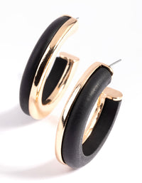Black Half Clear Hoop Earrings - link has visual effect only