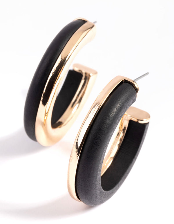 Black Half Clear Hoop Earrings