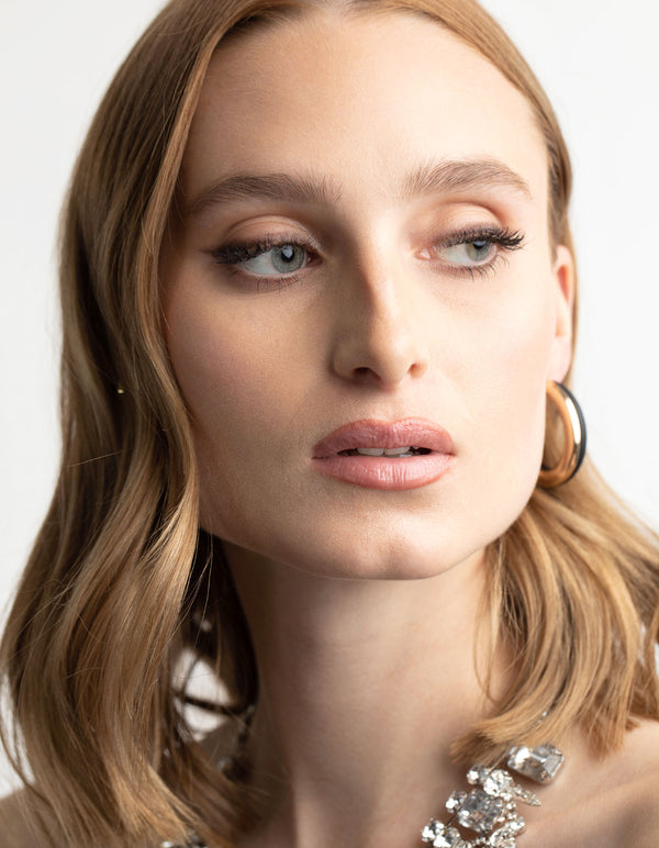 Black Half Clear Hoop Earrings