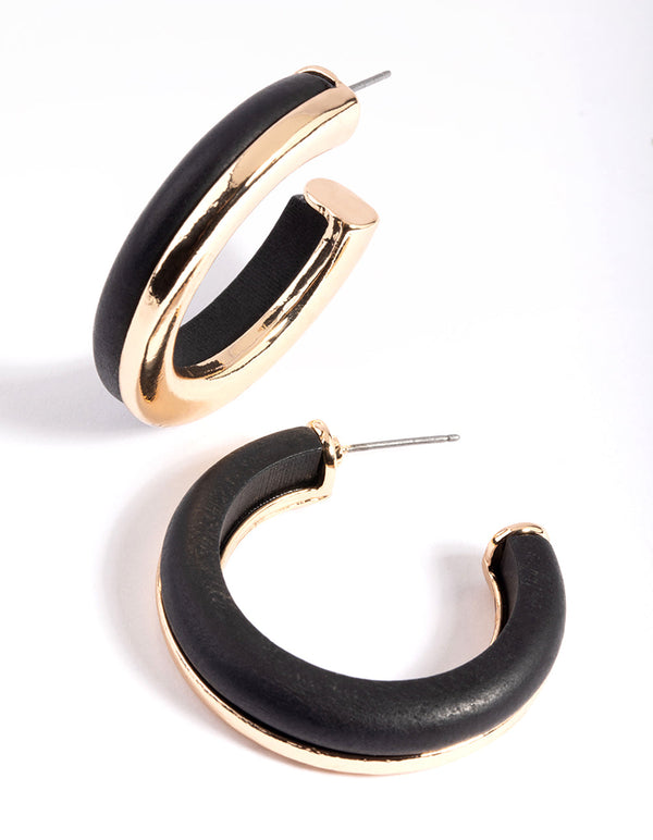 Black Half Clear Hoop Earrings