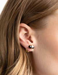 Gold and Black Sandwich Stud Earrings - link has visual effect only