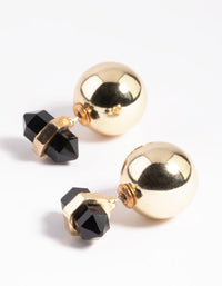 Gold and Black Sandwich Stud Earrings - link has visual effect only