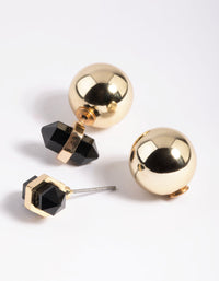 Gold and Black Sandwich Stud Earrings - link has visual effect only