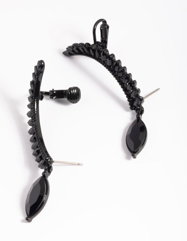 Matte Black Marquise Cuff Earrings